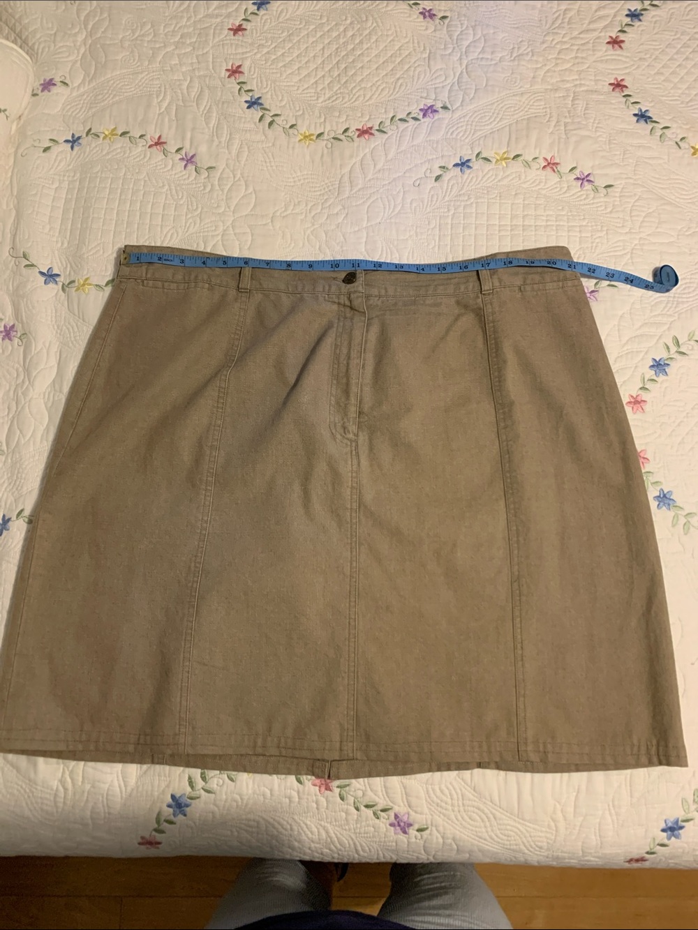 Casual Khaki A-Line Cotton Skirt